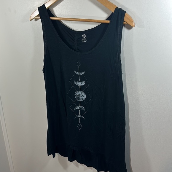 Gaiam Moon Phases Tank Top Workout Top Woman's XL Black Sparkle - Picture 2 of 4